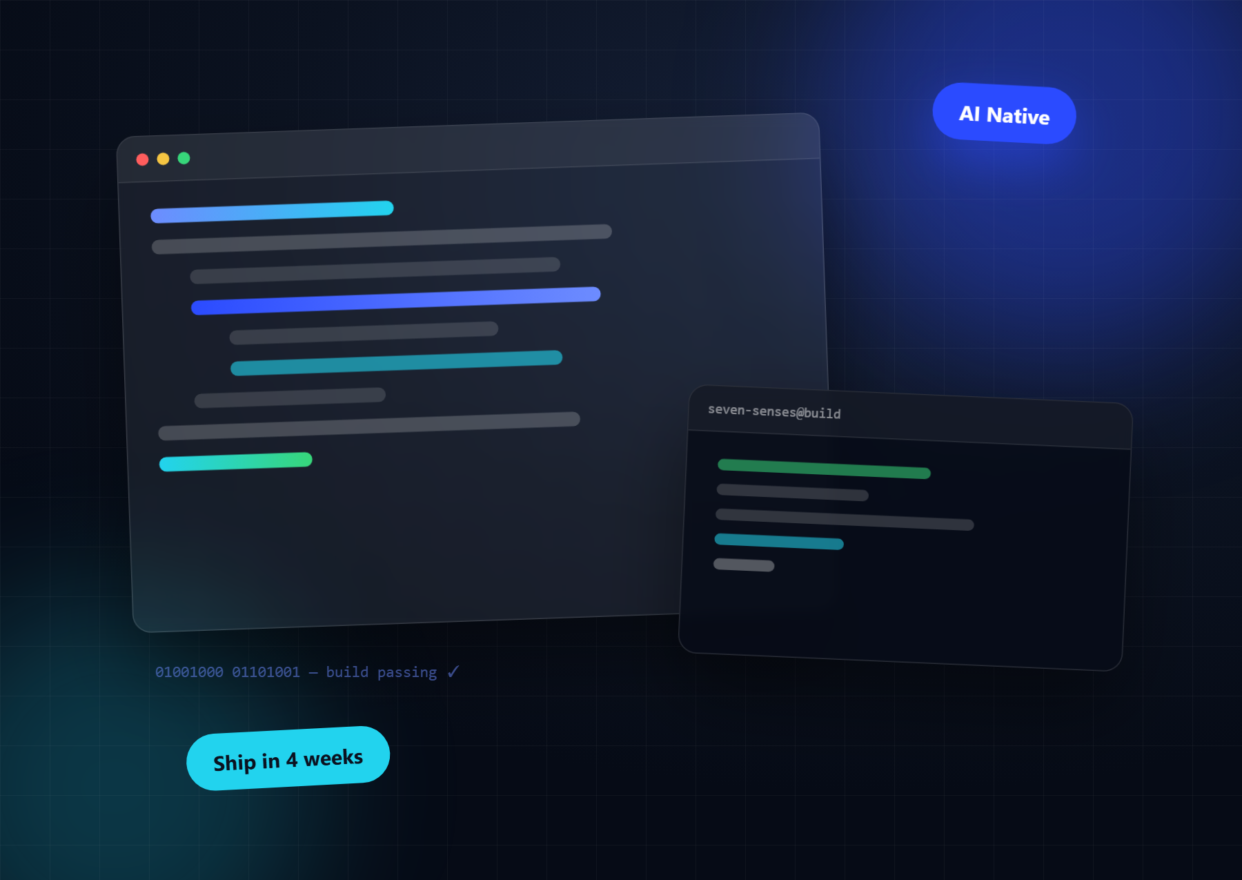 AIネイティブなシステム開発のイメージ (コードエディタとビルドターミナル)